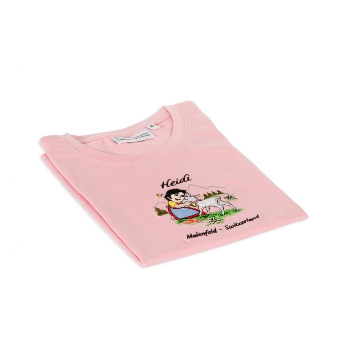 gestickt Heidi, T-Shirt, Kinder,kurzarm, rosa,