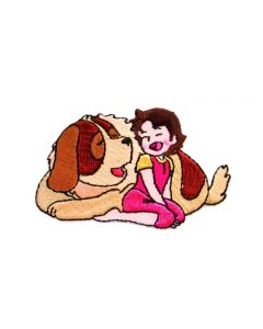 Iron-on motif Heidi with dog Joseph